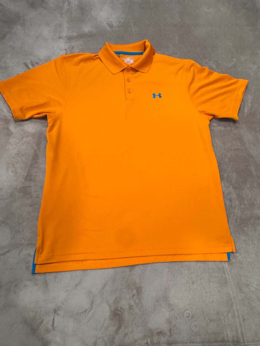 Under Armour HeatGear Loose Fit Polo Shirt Orange Blue Mens Size L Athletic Golf